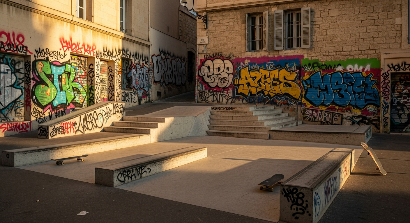 Place Jean-Jaurès La Plaine Marseille dalle granit skate