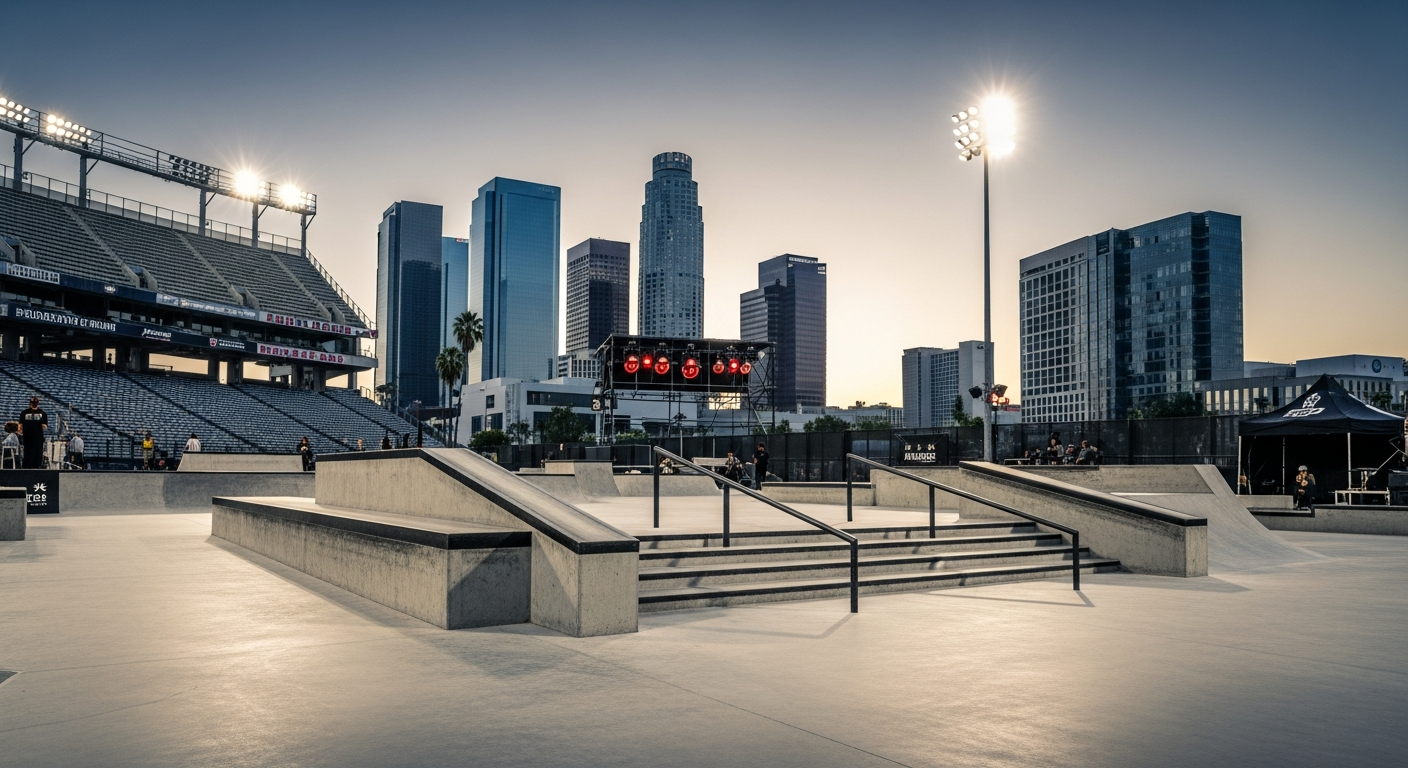 SLS Los Angeles 2026 Course — ledges and rails obstacles for circuit Stop 2