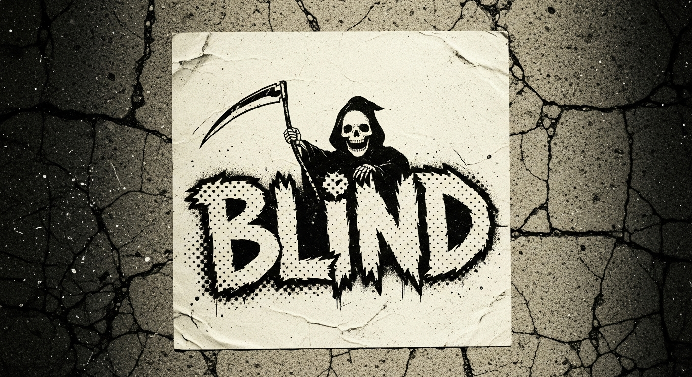 Blind Skateboards deck zine style vintage halftone punk Los Angeles skateboarding culture 90s
