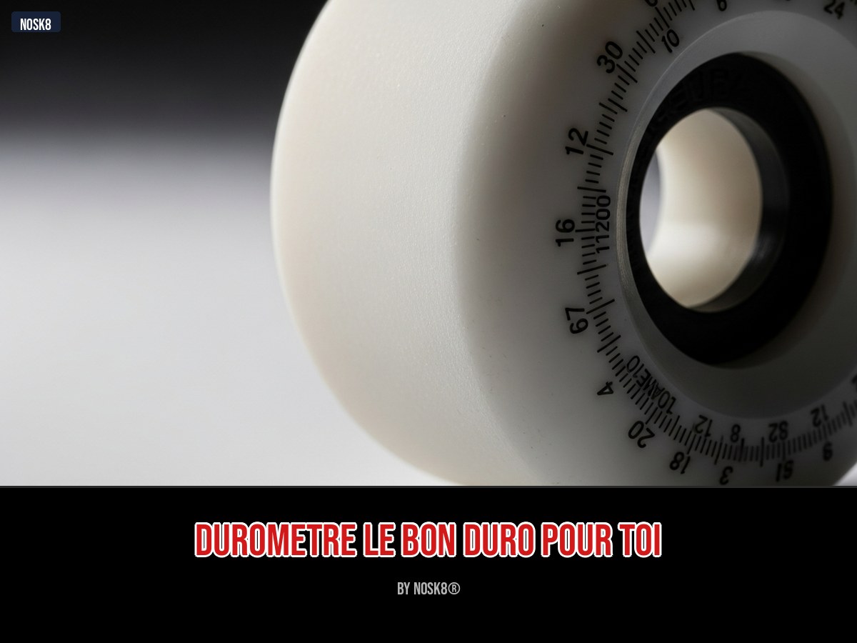 Détail urethane d'une roue de skate avec marquage durometre — explication échelle A
