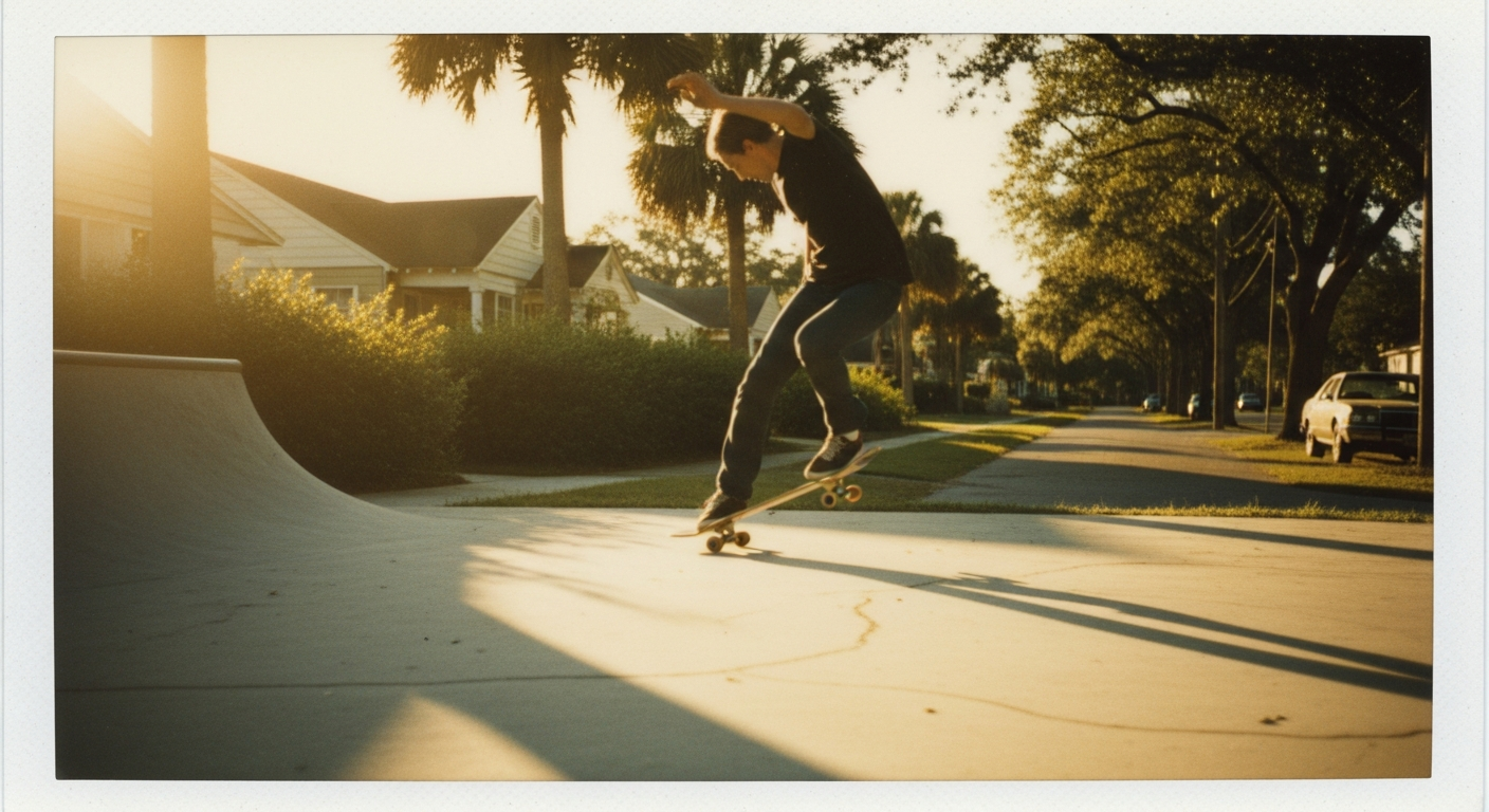 Rodney Mullen session freestyle skateboard vintage Polaroid