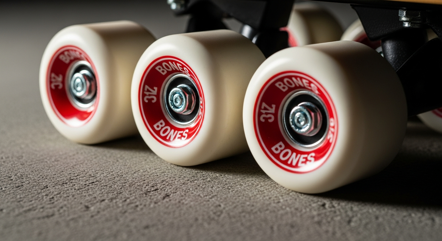 Roues de skateboard Bones X-Formula gros plan sur beton texture