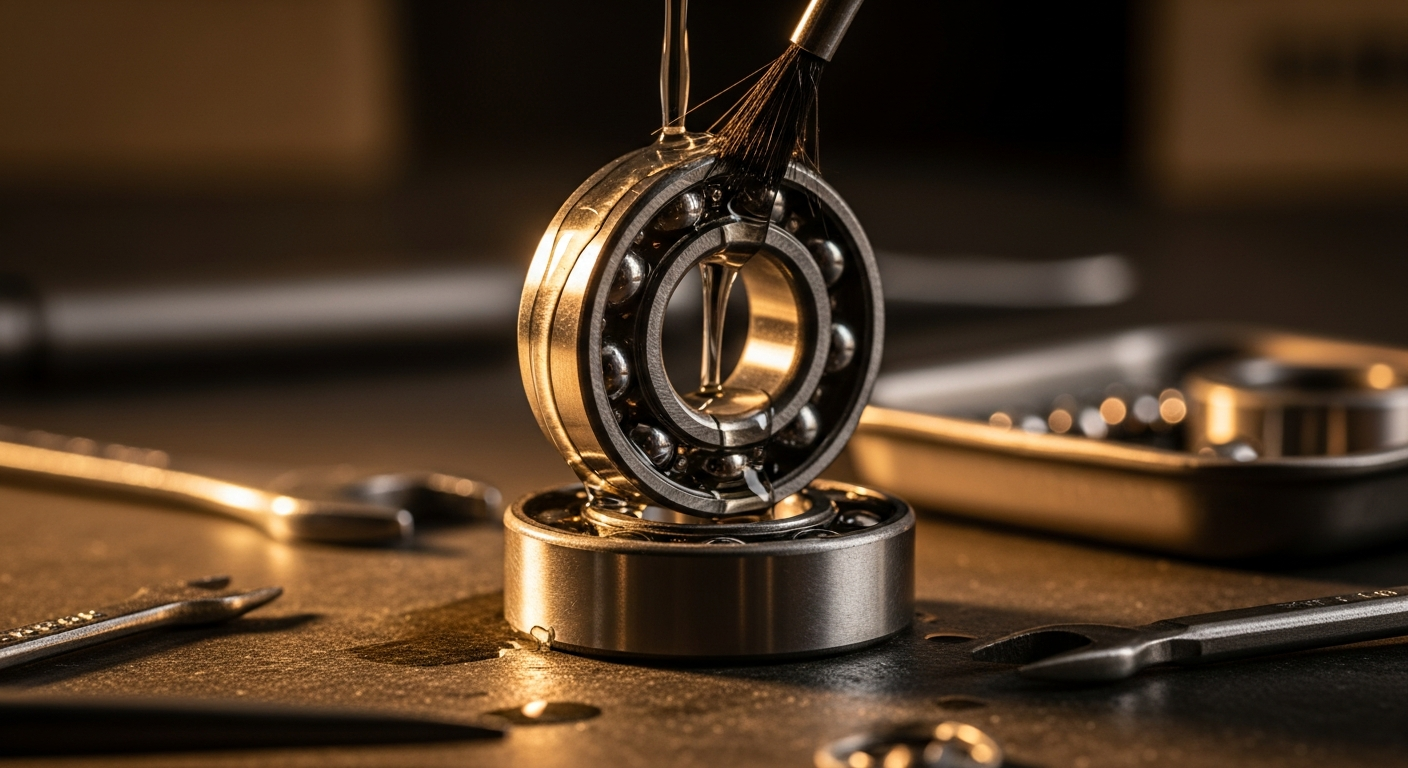 Roulement de skateboard demonte pour nettoyage avec solvant