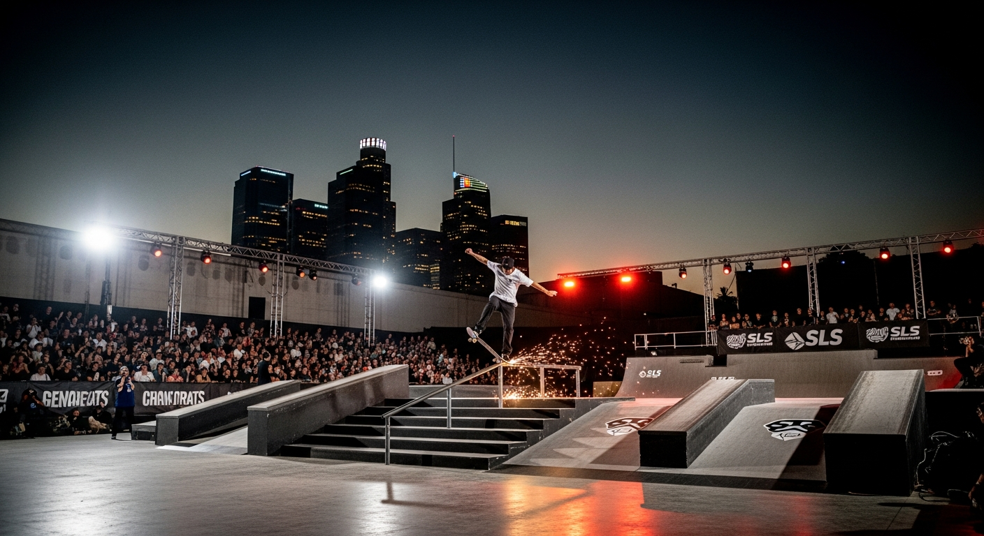 SLS DTLA Takeover 2026 competition street skateboarding Downtown Los Angeles