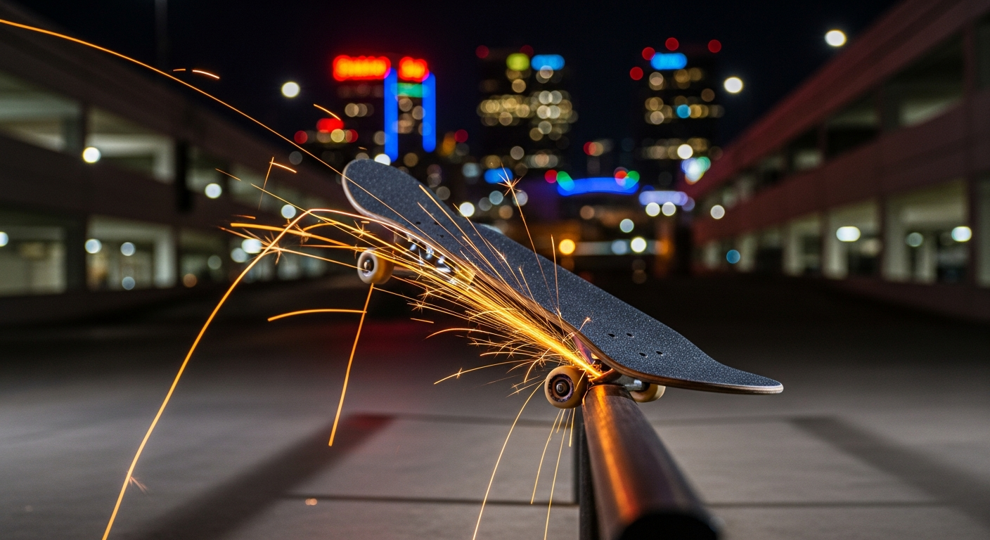 Trick sur rail compétition SLS Downtown Los Angeles skateboarding