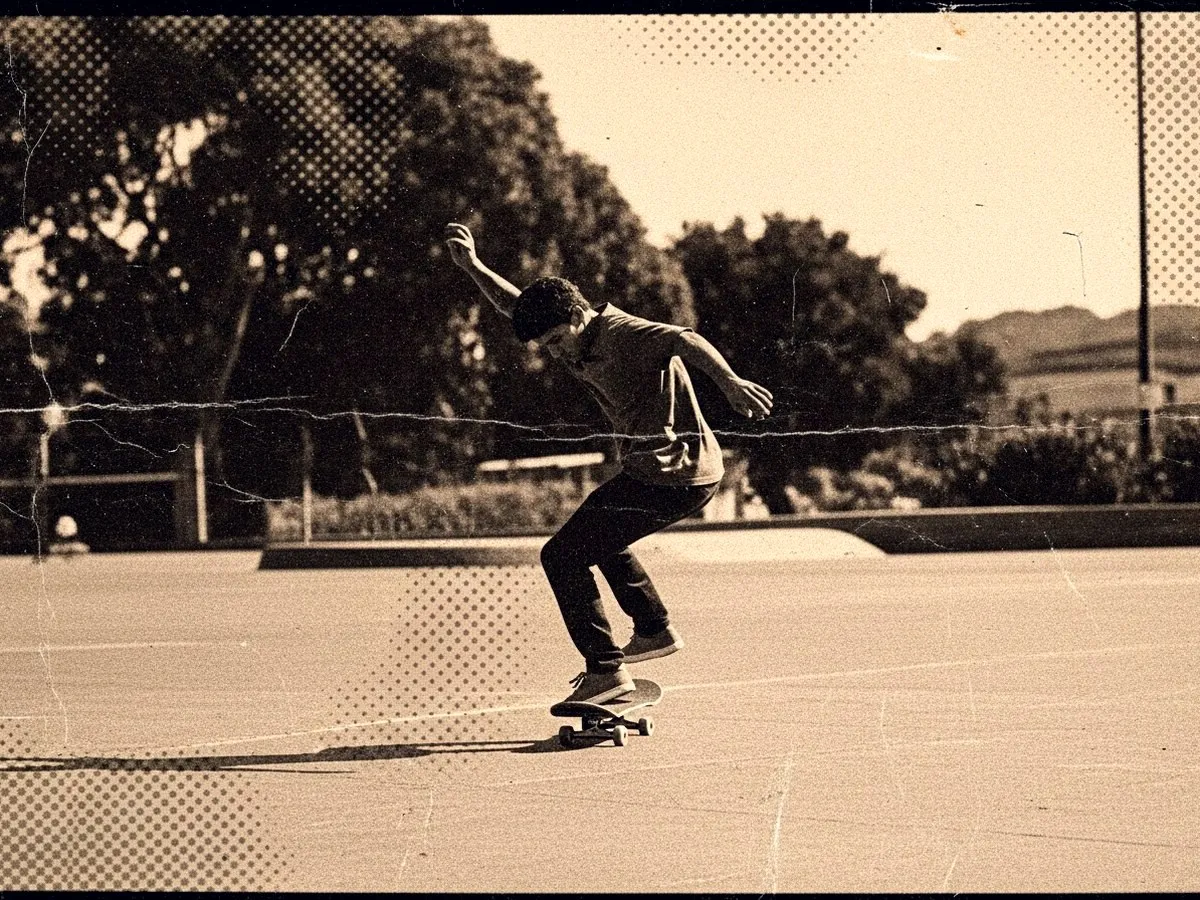 Esthétique zine underground skate années 90 — photocopie, grain pellicule, ambiance magazine 411 VM