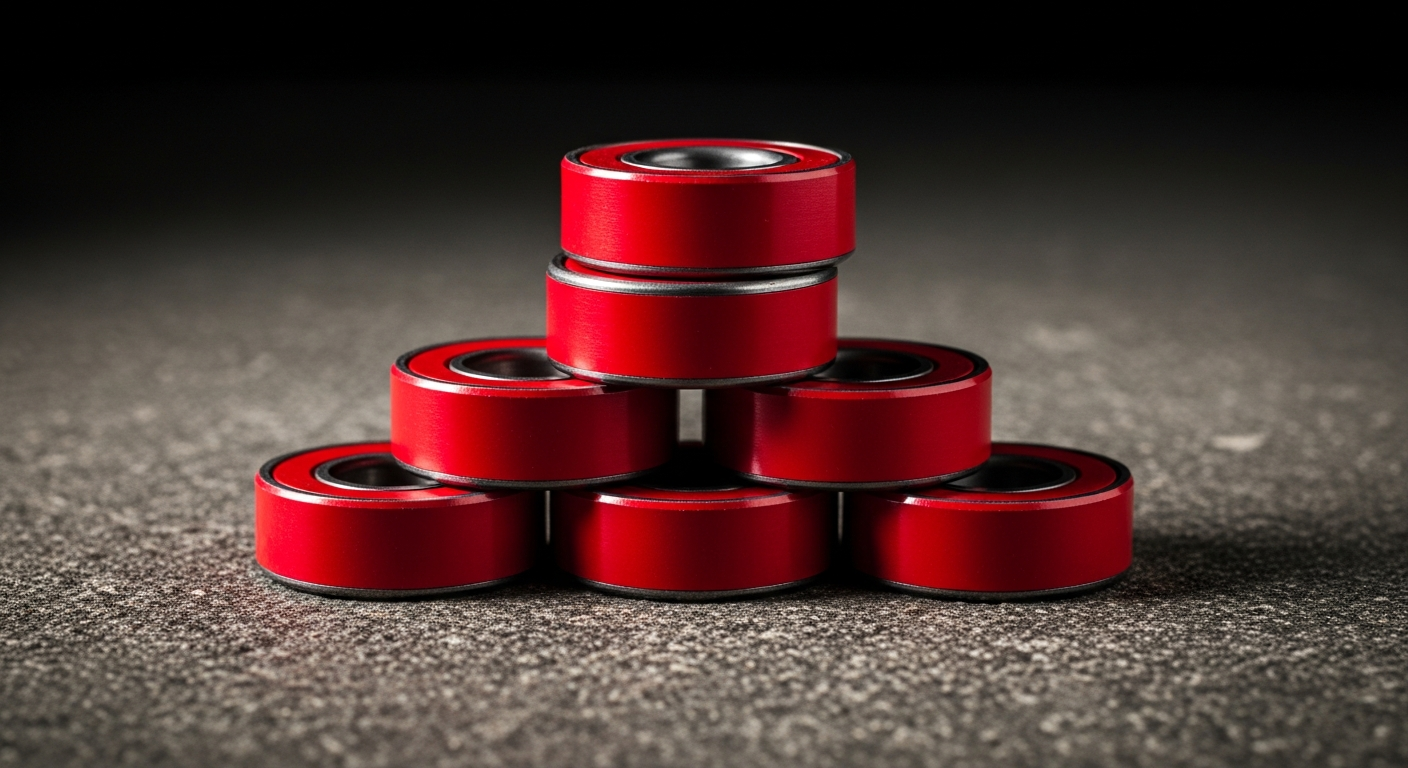 Roulements Bones Reds rouge sur béton — standard pro depuis 1995