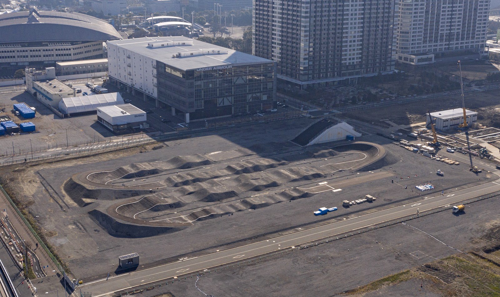 Vue aérienne du park olympique d'Ariake à Tokyo, théâtre du podium de Sky Brown à 13 ans
