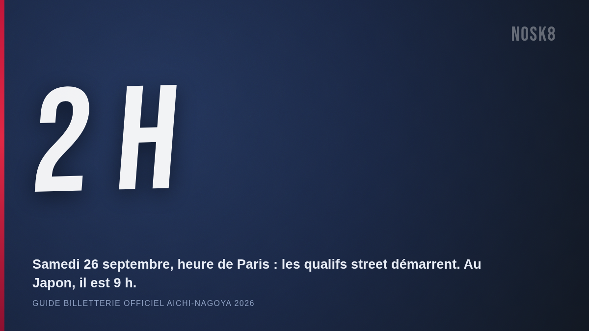 2 h du matin heure de Paris : début des qualifications street des Asian Games 2026, samedi 26 septembre