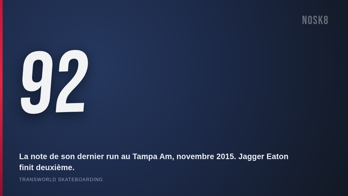 92, la note du run final d'Aurélien Giraud au Tampa Am 2015, devant Jagger Eaton
