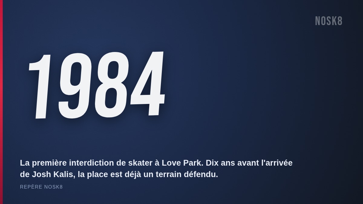 Repère NOSK8 : 1984, première interdiction de skater à Love Park