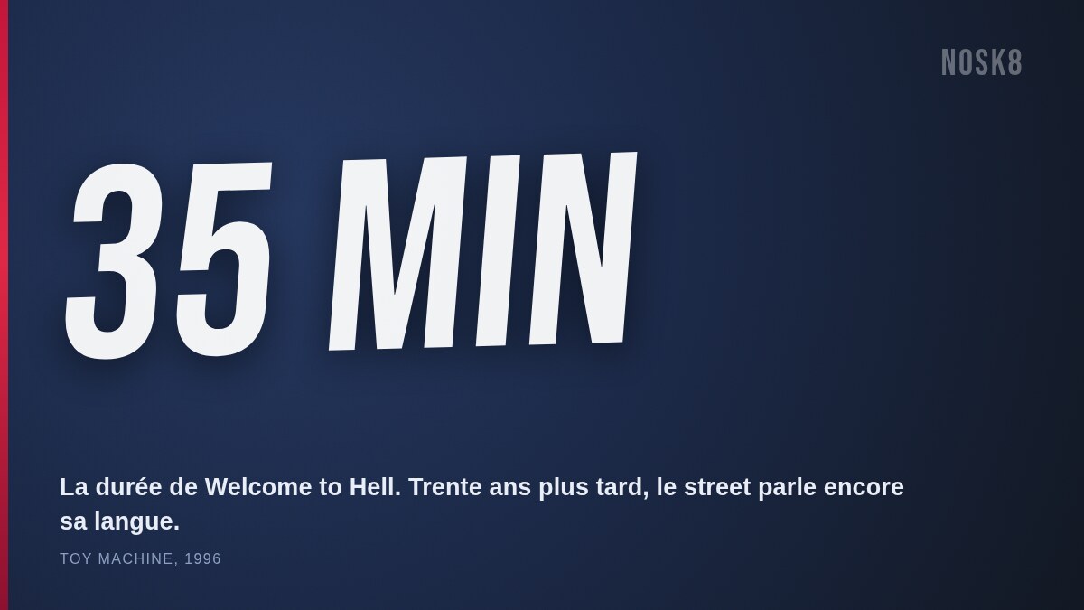 35 minutes : la durée de Welcome to Hell, Toy Machine 1996, qui hante encore le street en 2026