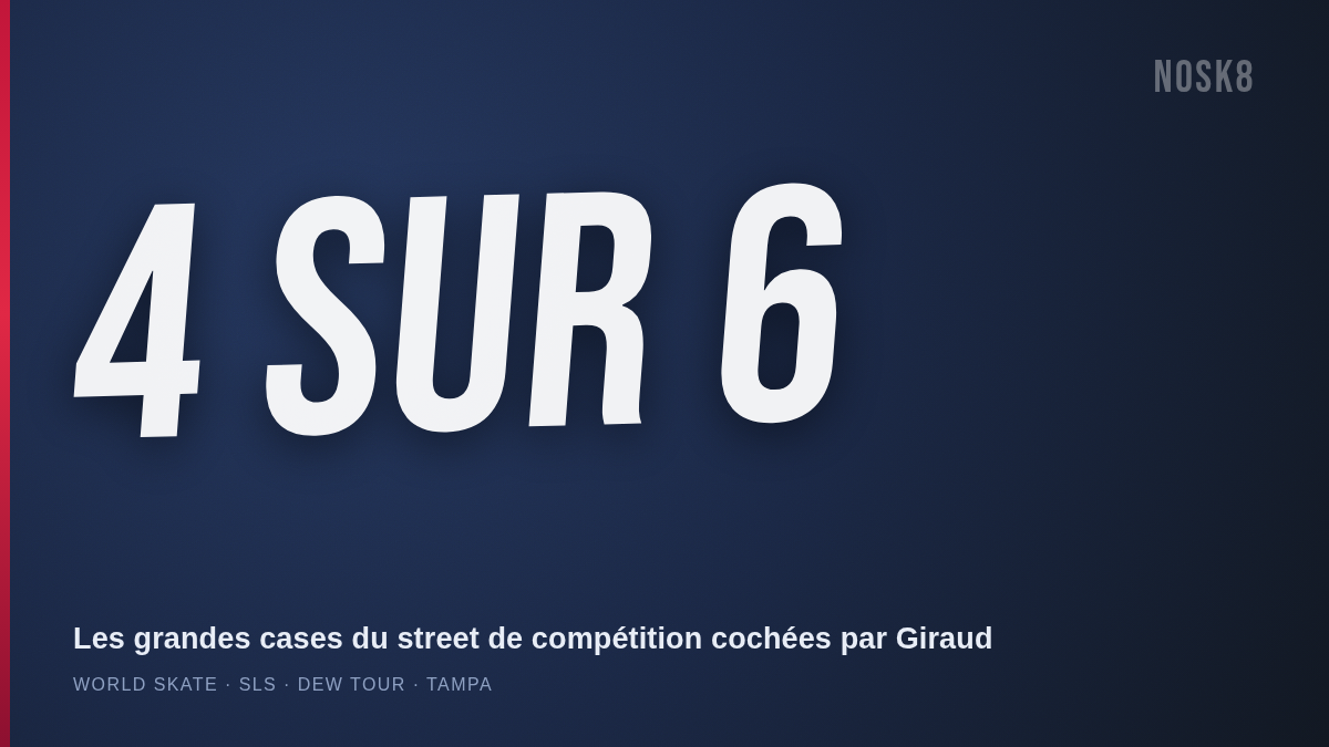 Le verdict chiffré : Aurélien Giraud coche 4 des 6 grandes cases du street de compétition, meilleur skateur français