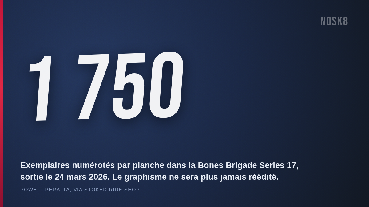 1 750 exemplaires numérotés par planche : le tirage de la Bones Brigade Series 17 de Powell Peralta sortie en mars 2026