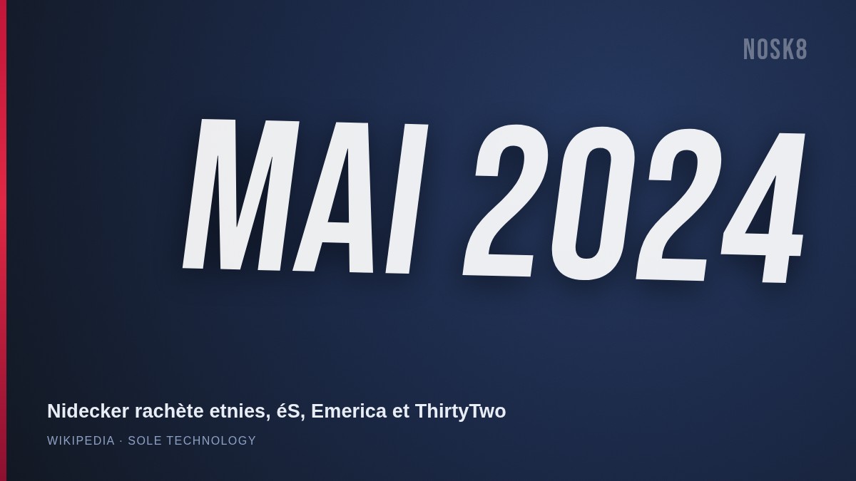 Mai 2024 : le groupe suisse Nidecker rachète etnies, éS, Emerica et ThirtyTwo