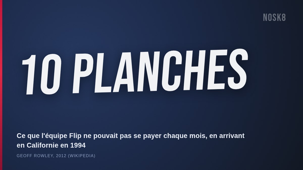10 planches : ce que l'équipe Flip ne pouvait pas se payer chaque mois en arrivant en Californie en 1994