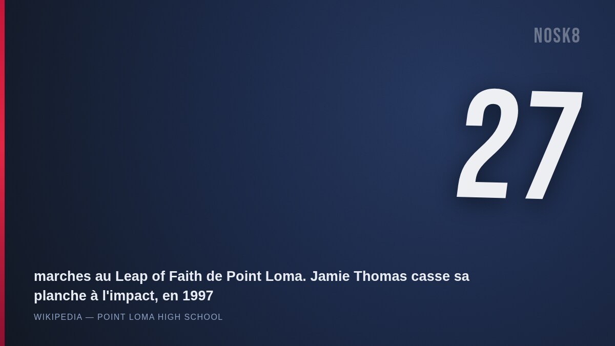 Leap of Faith de Point Loma : 27 marches, le trick jamais posé de Jamie Thomas en 1997