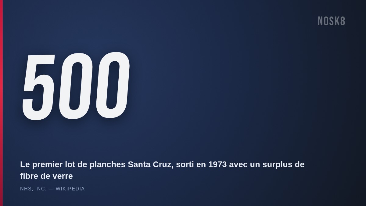 500 planches : le premier lot Santa Cruz de 1973, fabriqué avec un surplus de fibre de verre