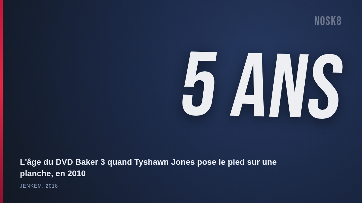 5 ans : l’âge du DVD Baker 3 d’Andrew Reynolds quand Tyshawn Jones commence le skate en 2010